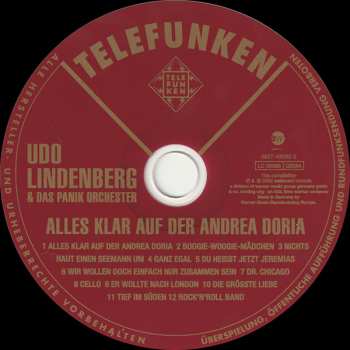 CD Udo Lindenberg Und Das Panikorchester: Alles Klar Auf Der Andrea Doria DLX