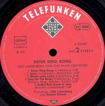 LP Udo Lindenberg Und Das Panikorchester: Sister King Kong (ROZVÍRACÍ GATEFOLD)