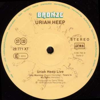 2LP Uriah Heep: Uriah Heep Live
