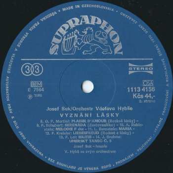 LP Václav Hybš Orchestra: Vyznání Lásky