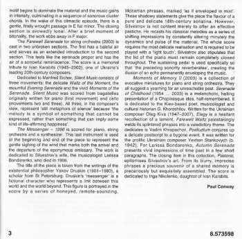 CD Valentin Silvestrov: Moments Of Memory II