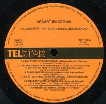 LP Various: Apààrt Èn Gemiks - 11 x Limburgs Vastelaovendleedjes Konkoer