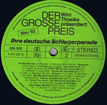 LP Various: Der Grosse Preis (Wim Thoelke Präsentiert Ihre Deutsche Schlagerparade)