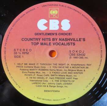LP Various: Gentlemen's Choice! Country Hits By Nashville's Top Male Vocalists