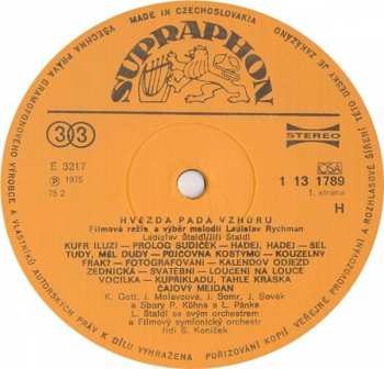 LP Various: Hvězda Padá Vzhůru (Výběr Melodií Ze Stejnojmenného Filmu Režiséra Ladislava Rychmana)