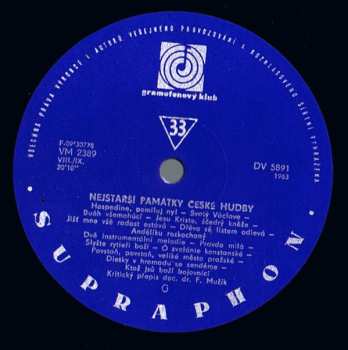 LP Various: Nejstarší Památky České Hudby