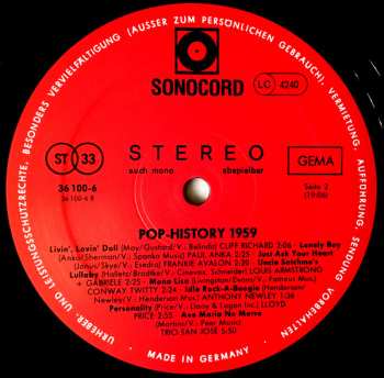 LP Various: Pop History 1959