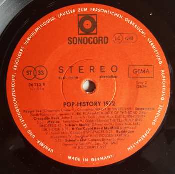 LP Various: Pop History 1972