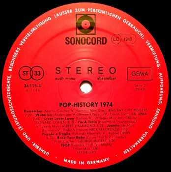 LP Various: Pop History 1974
