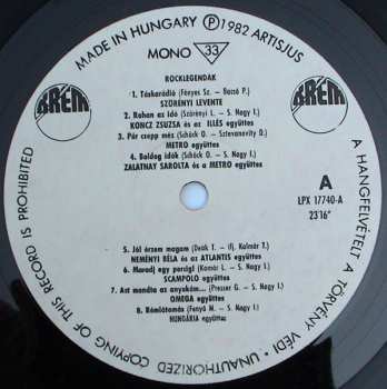 LP Various: Rocklegendák 1966-1970