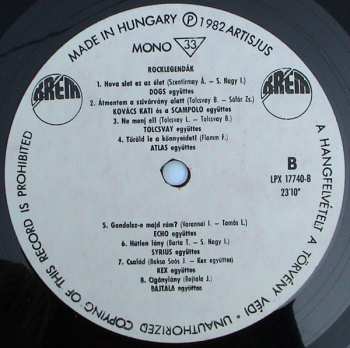 LP Various: Rocklegendák 1966-1970