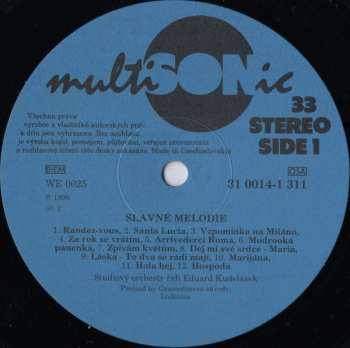LP Various: Slavné Melodie 25 Evergreenů