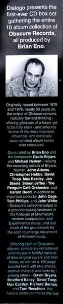 10CD/Coffret Various: The Complete Obscure Records Collection 1975-1978 LTD