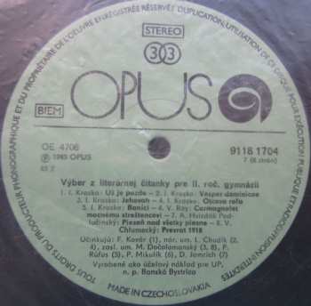 4LP/Coffret Various: Výber Z Literárnej Čítanky Pre II. Ročník Gymnázií