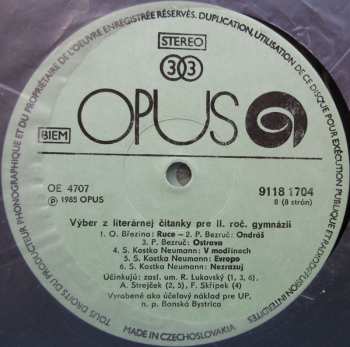 4LP/Coffret Various: Výber Z Literárnej Čítanky Pre II. Ročník Gymnázií