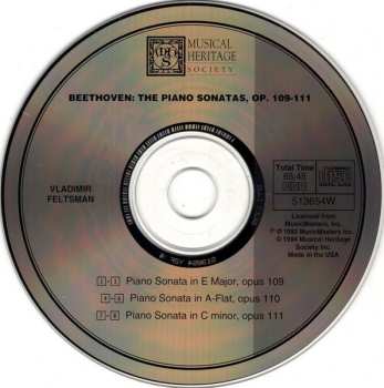 CD Vladimir Feltsman: Vladimir Feltsman Performs Beethoven (Piano Sonatas Op. 109, 110 & 111)