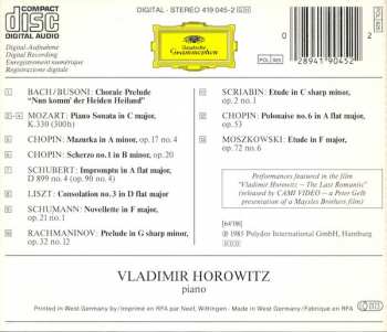 CD Vladimir Horowitz: Bach/Busoni · Chopin · Liszt · Moszkowski · Mozart · Rachmaninov · Schubert · Schumann · Scriabin