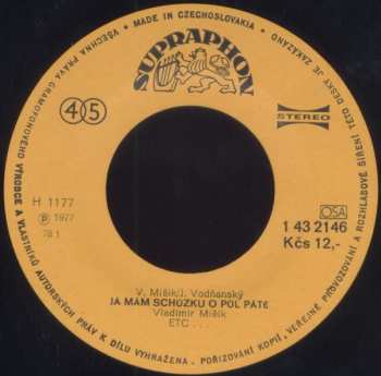 SP Vladimír Mišík: Já Mám Schůzku O Půl Páté / Lady Vamp