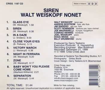 CD Walt Weiskopf Nonet: Siren