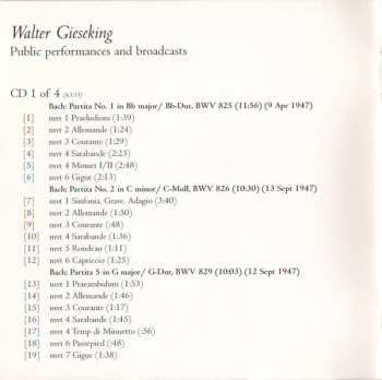 4CD/Coffret Walter Gieseking: Konzertmitschnitte U. Rundfunkaufnahmen / Public Performances And Broadcasts (From The Collection Of Deutsches Rundfunkarchiv)