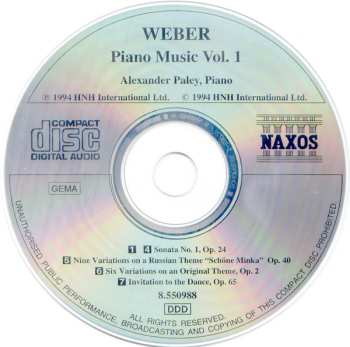 CD Carl Maria von Weber: Piano Music Vol. 1