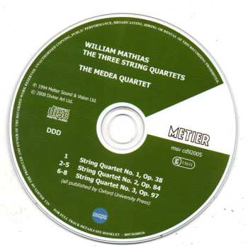 CD William Mathias: The Three String Quartet