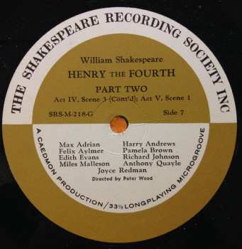 4LP/Coffret William Shakespeare: Henry The Fourth Part Two