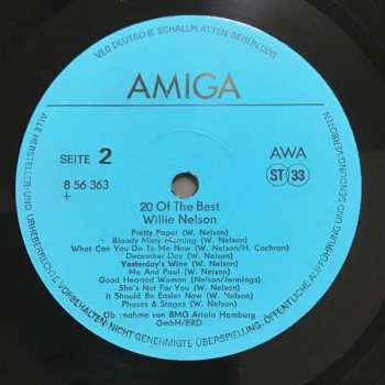 LP Willie Nelson: 20 Of The Best