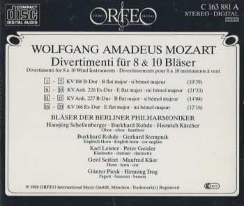 CD Wolfgang Amadeus Mozart: Divertimenti KV 166 186 Anh.226 227 for 8 & 10 Wind Instruments