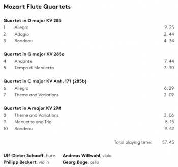 SACD Wolfgang Amadeus Mozart: Flute Quartets