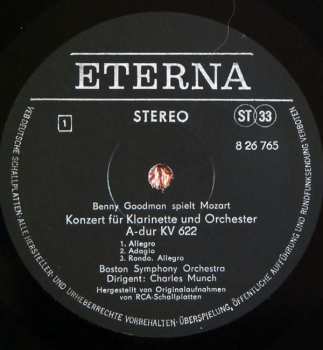 LP Wolfgang Amadeus Mozart: Benny Goodman Spielt Mozart