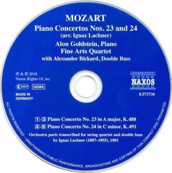 CD Wolfgang Amadeus Mozart: Piano Concertos 23 & 24 (Arr. Lachner)