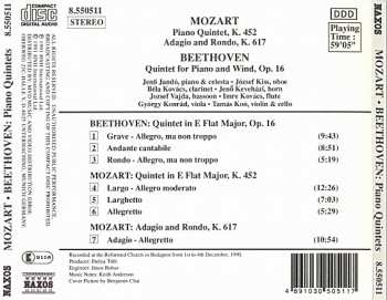 CD Ludwig van Beethoven: Piano Quintet, K. 452 / Adagio And Rondo, K. 617 / Quintet For Piano And Wind, Op. 16