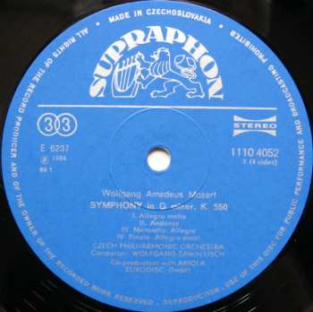 2LP The Czech Philharmonic Orchestra: Symphonies Nos· 38··41 In D Major "Prague" In E Flat Major In G Minor In C Major "Jupiter"  (2xLP)
