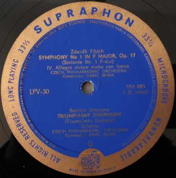 LP The Czech Philharmonic Orchestra: Symphony No. 1 In F Major / Scherzo From The Triumphal Symphony