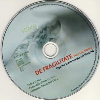 CD Zefiro Torna: De Fragilitate. Piae Cantiones (Hymns From Medieval Finland)